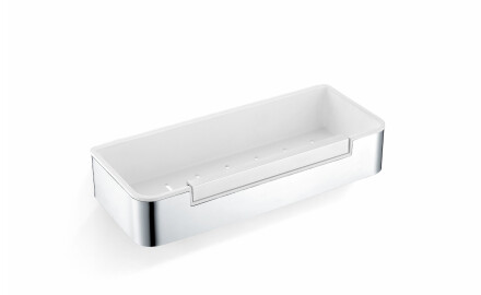 Cesta de 29 x 12 x 5,5 con cordón / acero pulido / interior de plástico blanco