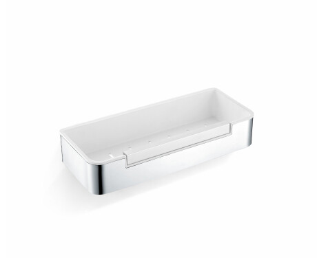 Cesta de 29 x 12 x 5,5 con cordón / acero pulido / interior de plástico blanco