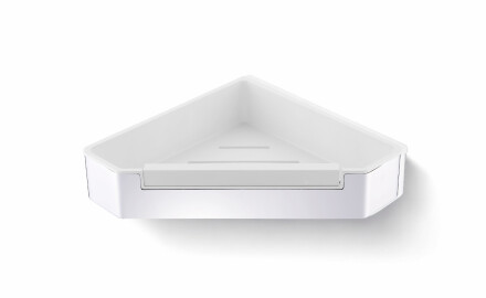Cesta esquinera 22x22x5,5 con cordón / acero pulido / interior de plástico blanco