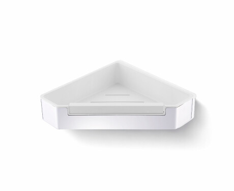 Cesta esquinera 22x22x5,5 con cordón / acero pulido / interior de plástico blanco