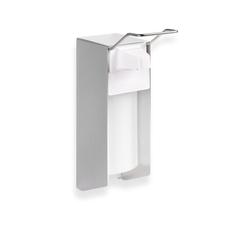 Dosificador de líquido desinfectante de 0,5 l con pulsador accionable con el codo / Aluminio mate #1