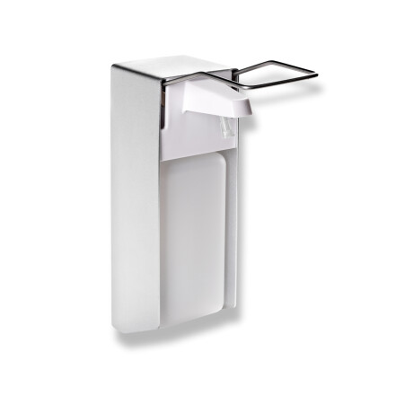 Dosificador de líquido desinfectante de 1,0 L con pulsador accionable con el codo / Aluminio mate #1