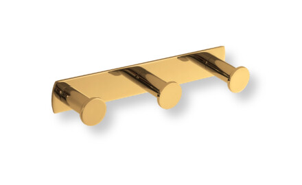 Barra ancha - 3 ganchos para toallas / dorado brillante