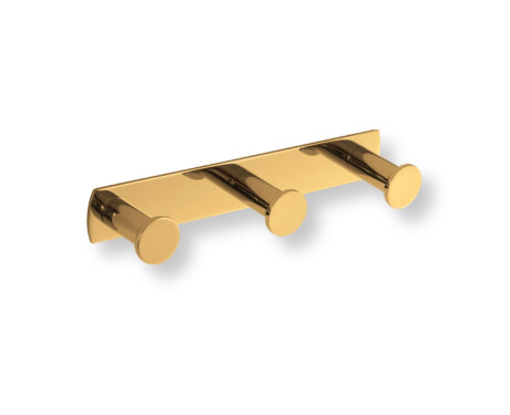 Barra ancha - 3 ganchos para toallas / dorado brillante