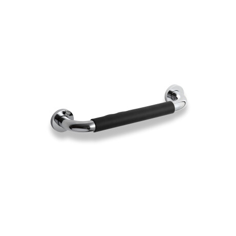 Barra de apoyo para baño de Ø25, recta, 30 / con recubrimiento antideslizante negro / cromada #1