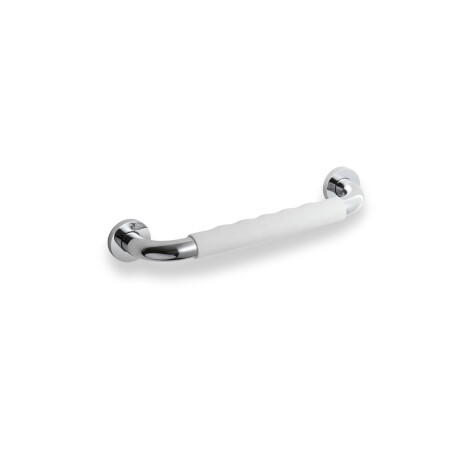 Barra de apoyo para baño de Ø25, recta, 30 / con empuñadura antideslizante blanca / cromada #1