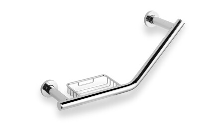 Tirador de baño angular de Ø25 con cesta / cromado