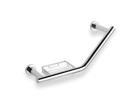 Tirador de baño angular de Ø25 con cesta / cromado