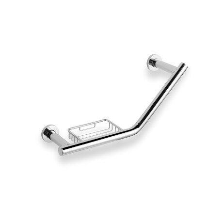 Tirador de baño angular de Ø25 con cesta / cromado #1