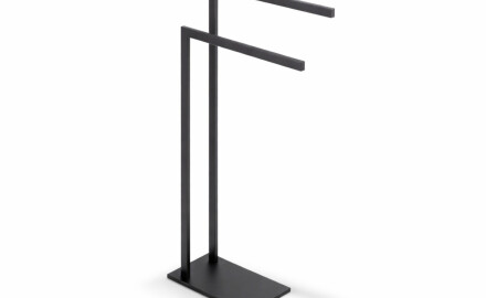 Soporte para 2 toallas / perfil y base rectangulares / negro mate