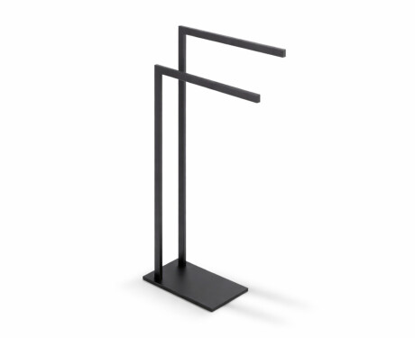 Soporte para 2 toallas / perfil y base rectangulares / negro mate