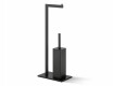 Soporte para papel higiénico y escobilla de baño / perfil y base rectangulares / negro mate