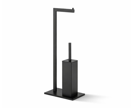 Soporte para papel higiénico y escobilla de baño / perfil y base rectangulares / negro mate