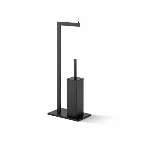 Soporte para papel higiénico y escobilla de baño / perfil y base rectangulares / negro mate #1