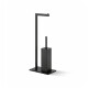 Soporte para papel higiénico y escobilla de baño / perfil y base rectangulares / negro mate #1