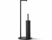 Soporte para papel higiénico y escobilla de baño / perfil y base redondos / negro mate