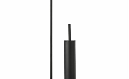 Soporte para papel higiénico y escobilla de baño / perfil y base redondos / negro mate
