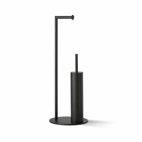 Soporte para papel higiénico y escobilla de baño / perfil y base redondos / negro mate #1