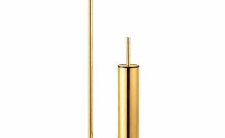 Soporte para papel higiénico y escobilla de baño / perfil y base redondos / dorado brillante