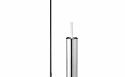 Soporte para papel y escobilla de baño / perfil y base redondos / acero pulido
