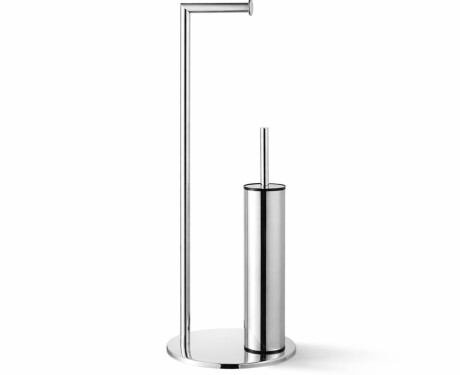 Soporte para papel y escobilla de baño / perfil y base redondos / acero pulido