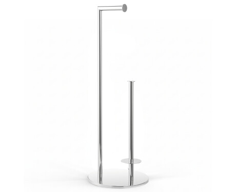 Soporte para papel higiénico + rollos de repuesto / perfil y base redondos / acero pulido