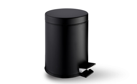 Cubo con pedal STANDARD redondo de 3 L, cierre suave / negro mate