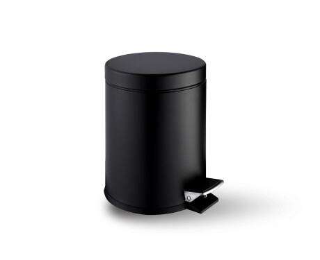 Cubo con pedal STANDARD redondo de 3 L, cierre suave / negro mate