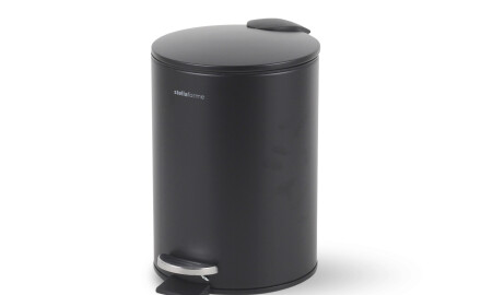 Cubo con pedal BUDGET redondo de 3 L, cierre suave / acero negro mate