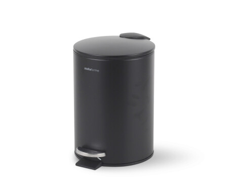 Cubo con pedal BUDGET redondo de 3 L, cierre suave / acero negro mate