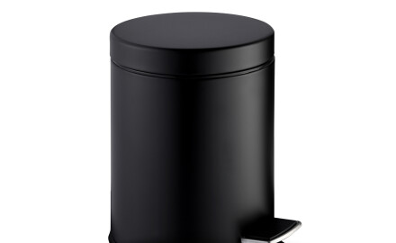 Cubo con pedal STANDARD redondo de 5 L, cierre suave / negro mate