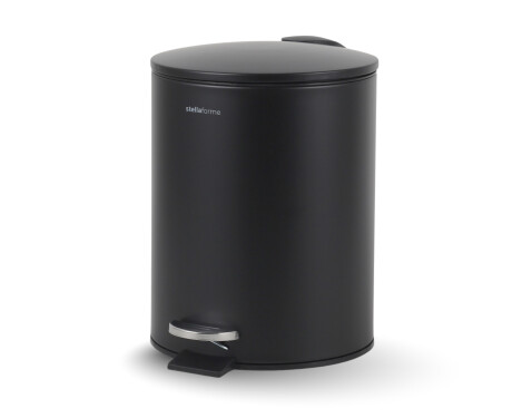 Cubo con pedal BUDGET redondo de 5 L, cierre suave / acero negro mate