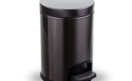Cubo con pedal PREMIUM redondo de 5 L, cierre suave / grafito metalizado