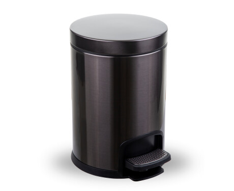 Cubo con pedal PREMIUM redondo de 5 L, cierre suave / grafito metalizado