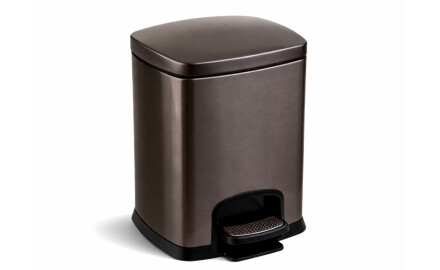 Cubo con pedal PREMIUM rectangular de 5 L, cierre suave / grafito metalizado