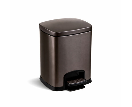Cubo con pedal PREMIUM rectangular de 5 L, cierre suave / grafito metalizado