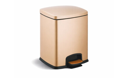 Cubo con pedal PREMIUM rectangular de 5 L, cierre suave / color champán