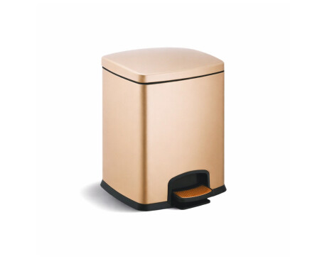Cubo con pedal PREMIUM rectangular de 5 L, cierre suave / color champán