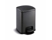 Cubo con pedal PREMIUM rectangular de 5 L, cierre suave / negro mate