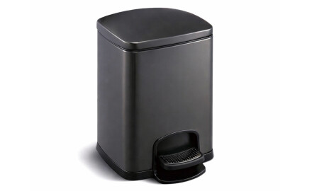 Cubo con pedal PREMIUM rectangular de 5 L, cierre suave / negro mate