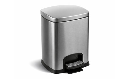 Cubo con pedal PREMIUM rectangular de 5 L, cierre suave / acero inoxidable satinado