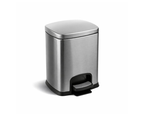 Cubo con pedal PREMIUM rectangular de 5 L, cierre suave / acero inoxidable satinado