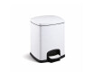 Cubo de basura con pedal PREMIUM rectangular de 5 L, cierre suave / blanco