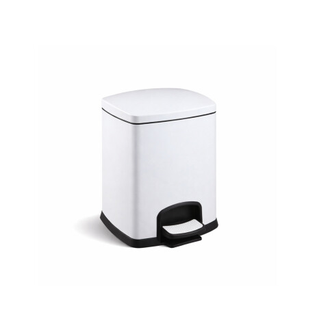 Cubo de basura con pedal PREMIUM rectangular de 5 L, cierre suave / blanco #1