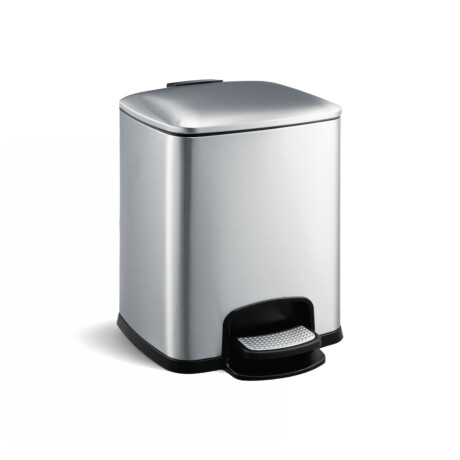 Cubo de basura con pedal PREMIUM rectangular de 8 L, cierre suave / acero inoxidable satinado #1
