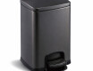 Cubo de basura con pedal PREMIUM rectangular de 20 L, cierre suave / negro mate