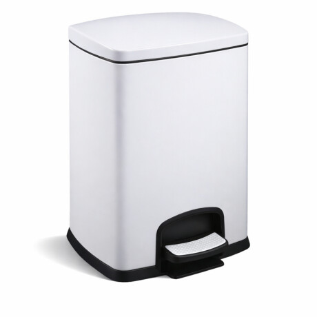 Cubo de basura con pedal PREMIUM rectangular de 20 L, cierre suave / blanco #1