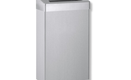 Cubo de basura de 30 L con tapa abierta, serie R10 / acero inoxidable cepillado