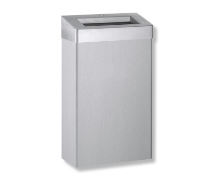 Cubo de basura de 30 L con tapa abierta, serie R10 / acero inoxidable cepillado