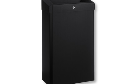 Cubo de basura de 30 L con tapa abierta, serie R1 / acero inoxidable negro mate